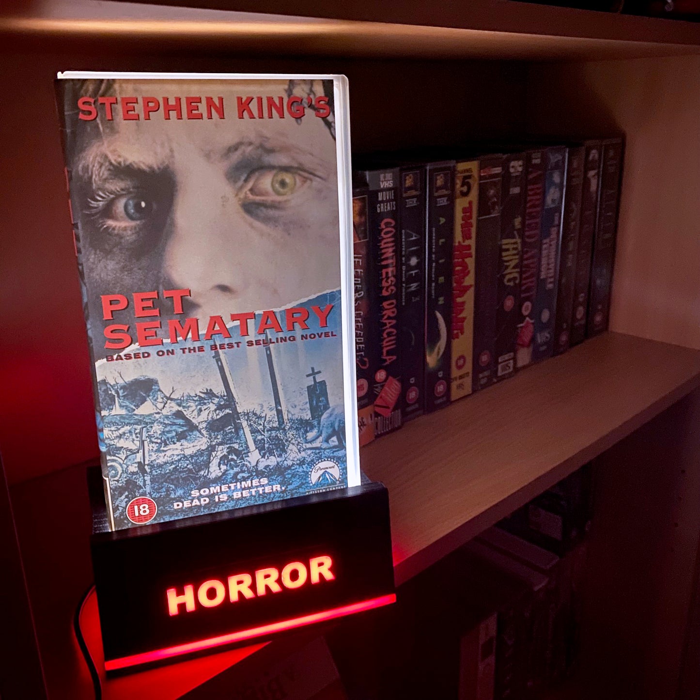 Horror VHS Video LED Light Stand Sign